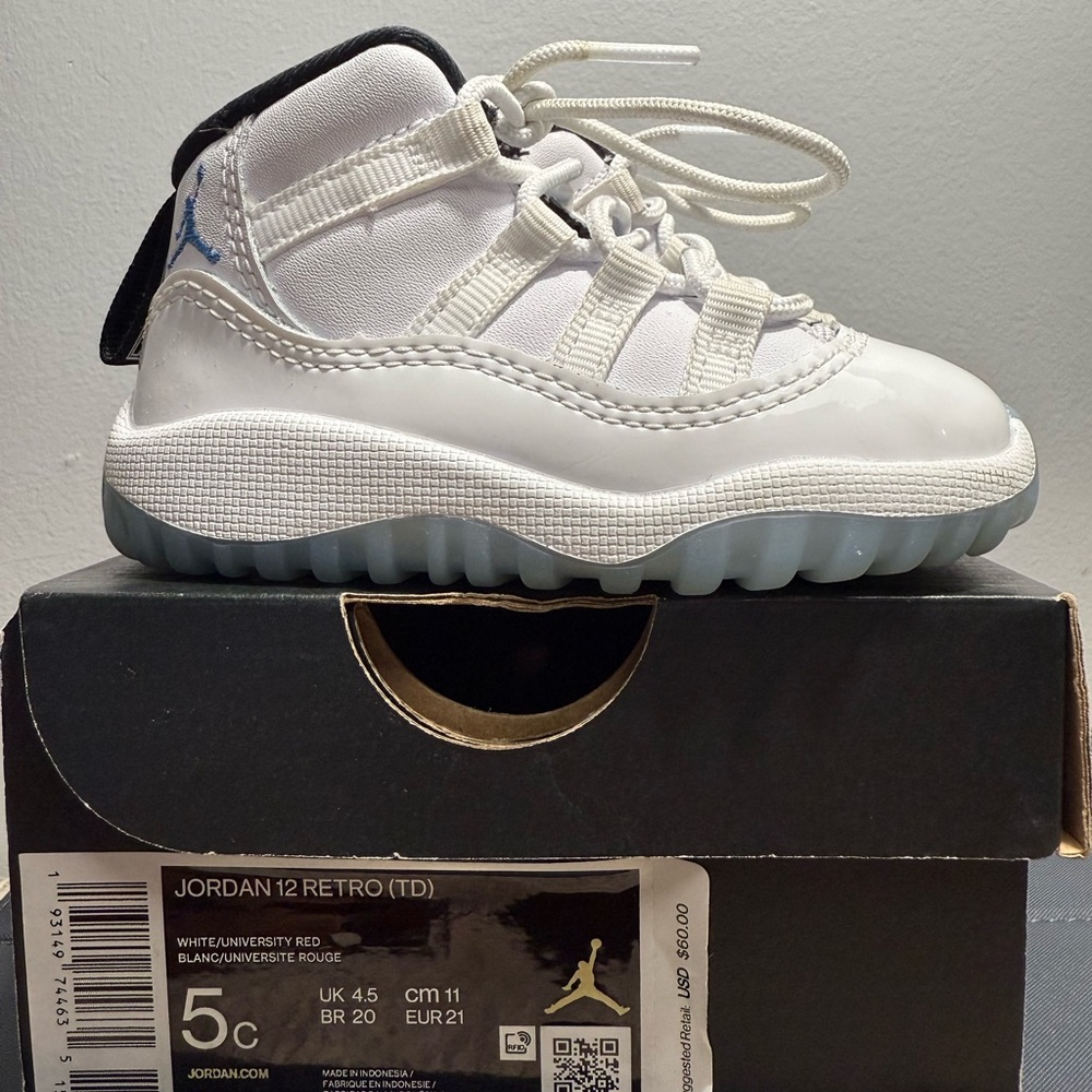 Jordan Kids' White and Light Blue Sneakers